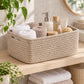 3 Piece Rectangular Woven Cotton Cord Desktop Storage Basket Set