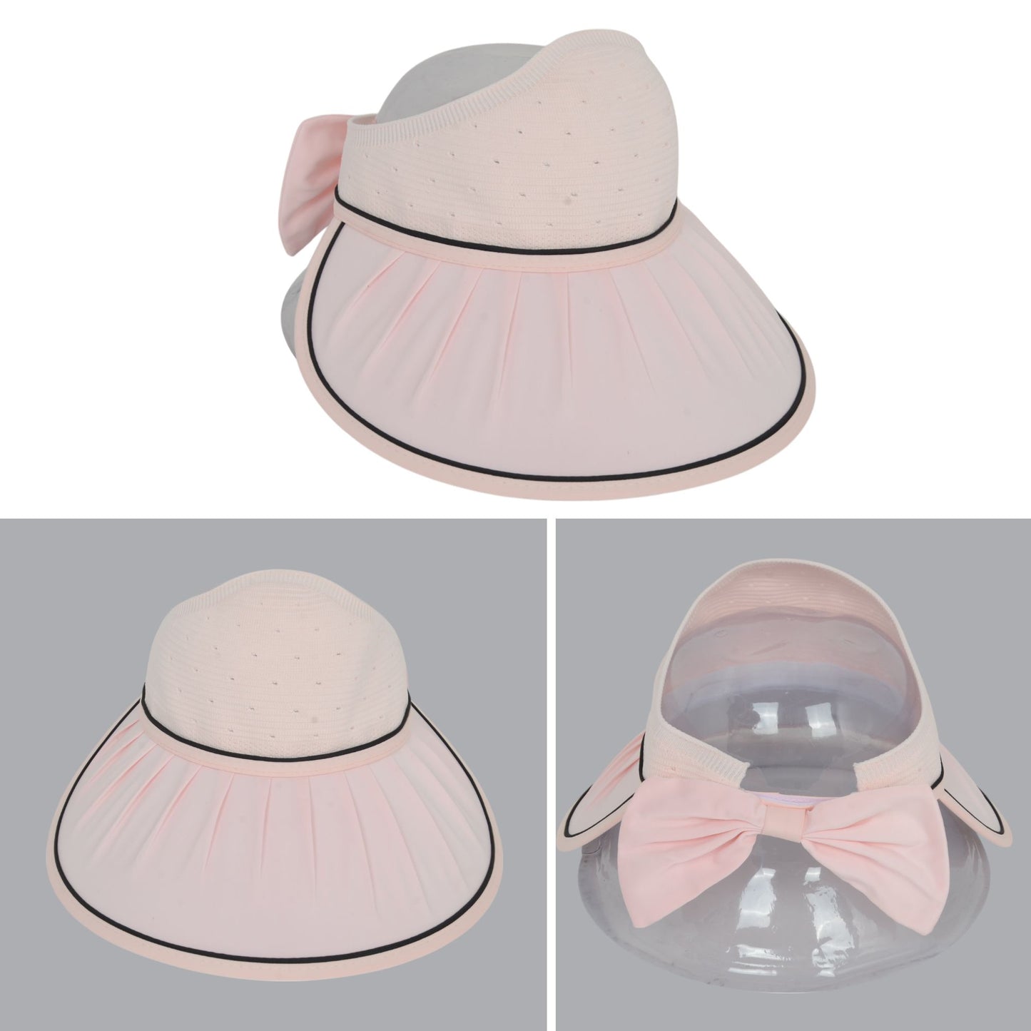 Extra Wide Brim Sun Visor Hat for Women Adjustable UV Protection Bow Detail Breathable Summer Beach Hat