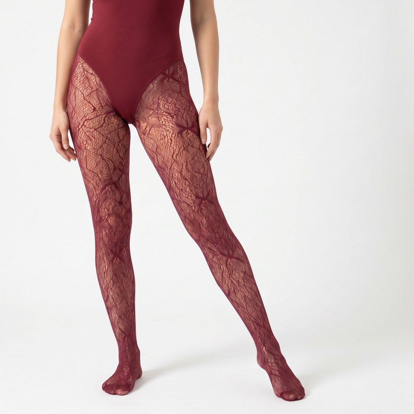 2-Piece Floral Lace Fishnet Tights