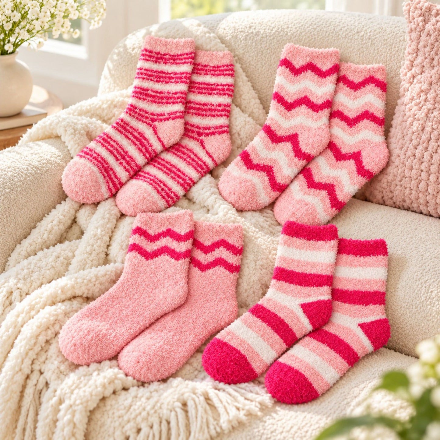 Fuzzy Crew Socks 4-Pair Set US 5-10.5 US 5-10.5