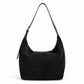Slouchy Faux Suede Hobo Shoulder Bag with Zipper Closure and Adjustable Strap