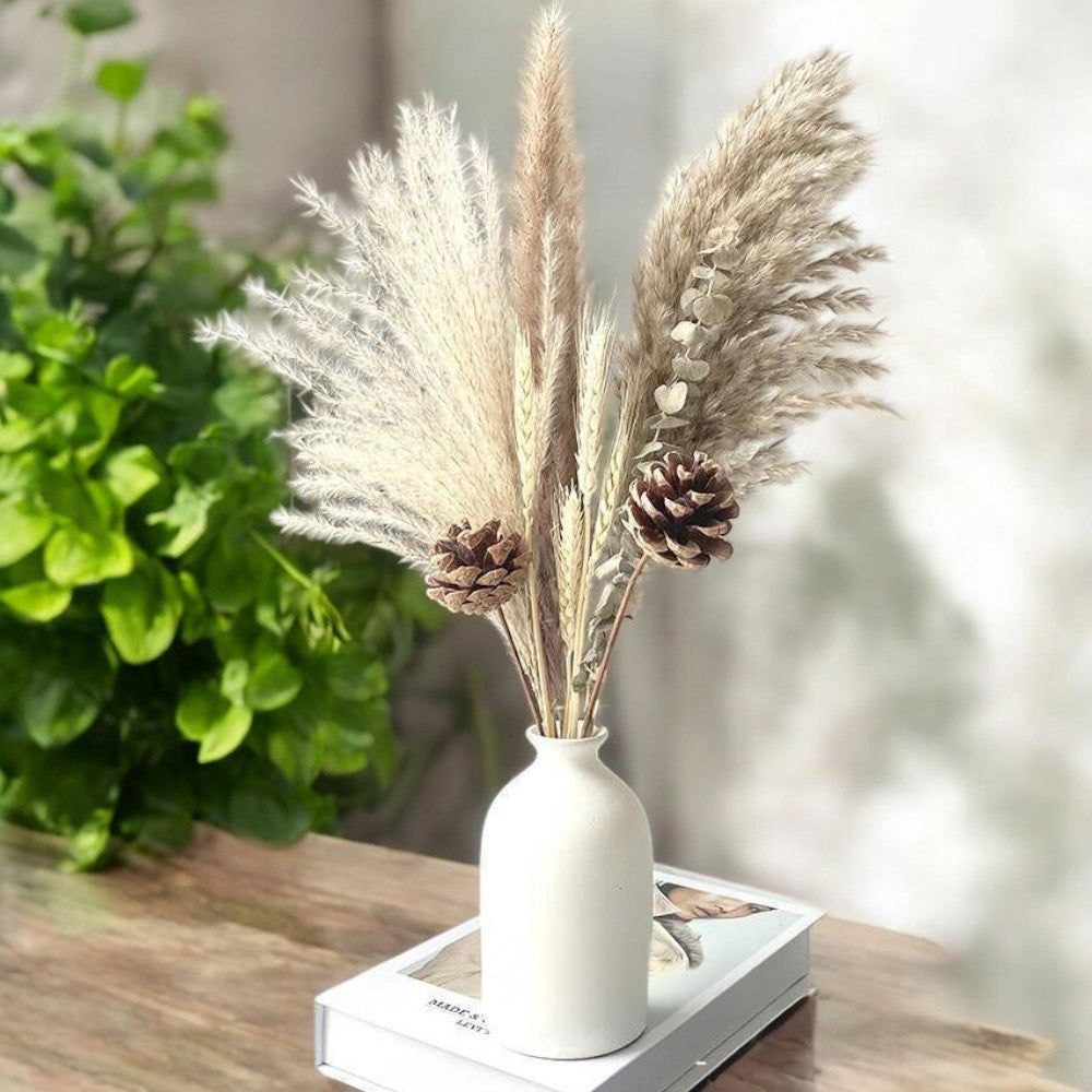 Pampas Grass and Pinecone Dried Floral Arrangement