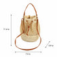 Woven Paper Fiber Bucket Bag Adjustable Strap Crochet Shoulder Handbag with Drawstring Closure