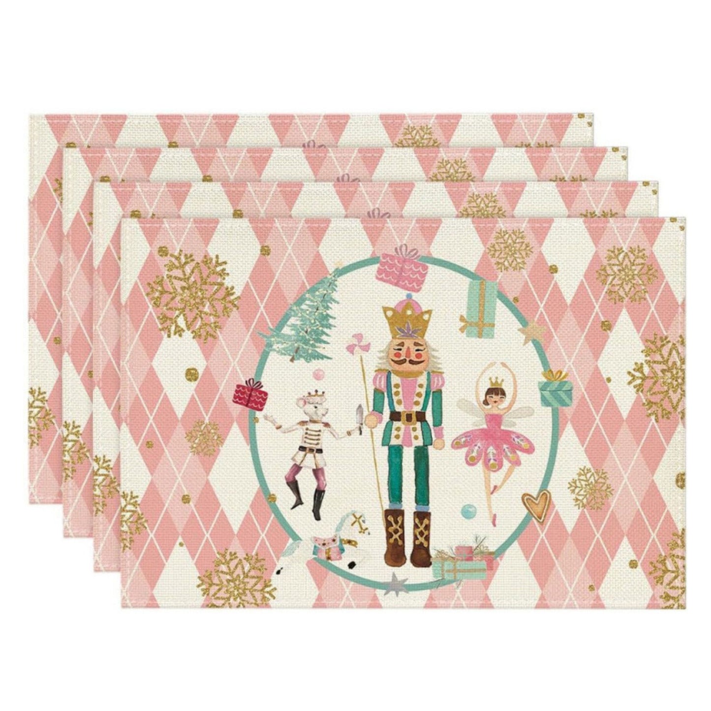 Christmas Nutcracker Placemats Set of 4 Holiday Dining Table Mats 11.8 x 17.7in