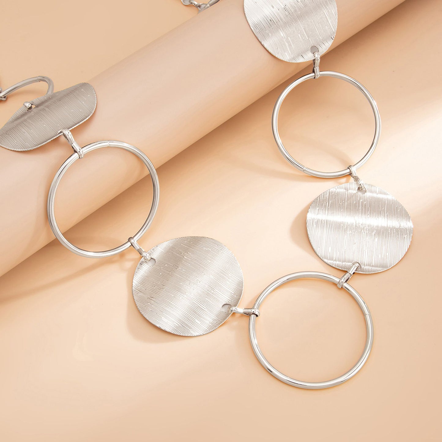 Round Disc and Ring Metal Waist Chain Adjustable Body Belt Modern Statement Waist Jewelry