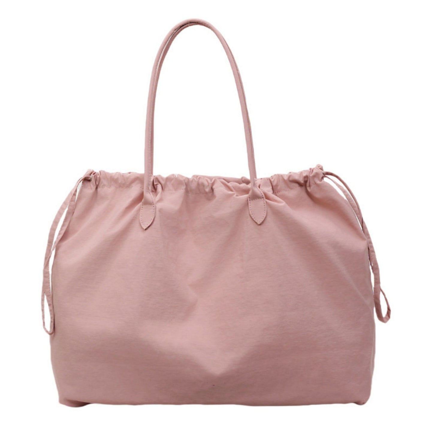 Nylon Drawstring Shoulder Tote Bag with Soft Slouchy Silhouette and Long Carry Straps