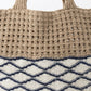 Crochet Knit Tote Bag with Openwork Design and Wave Pattern