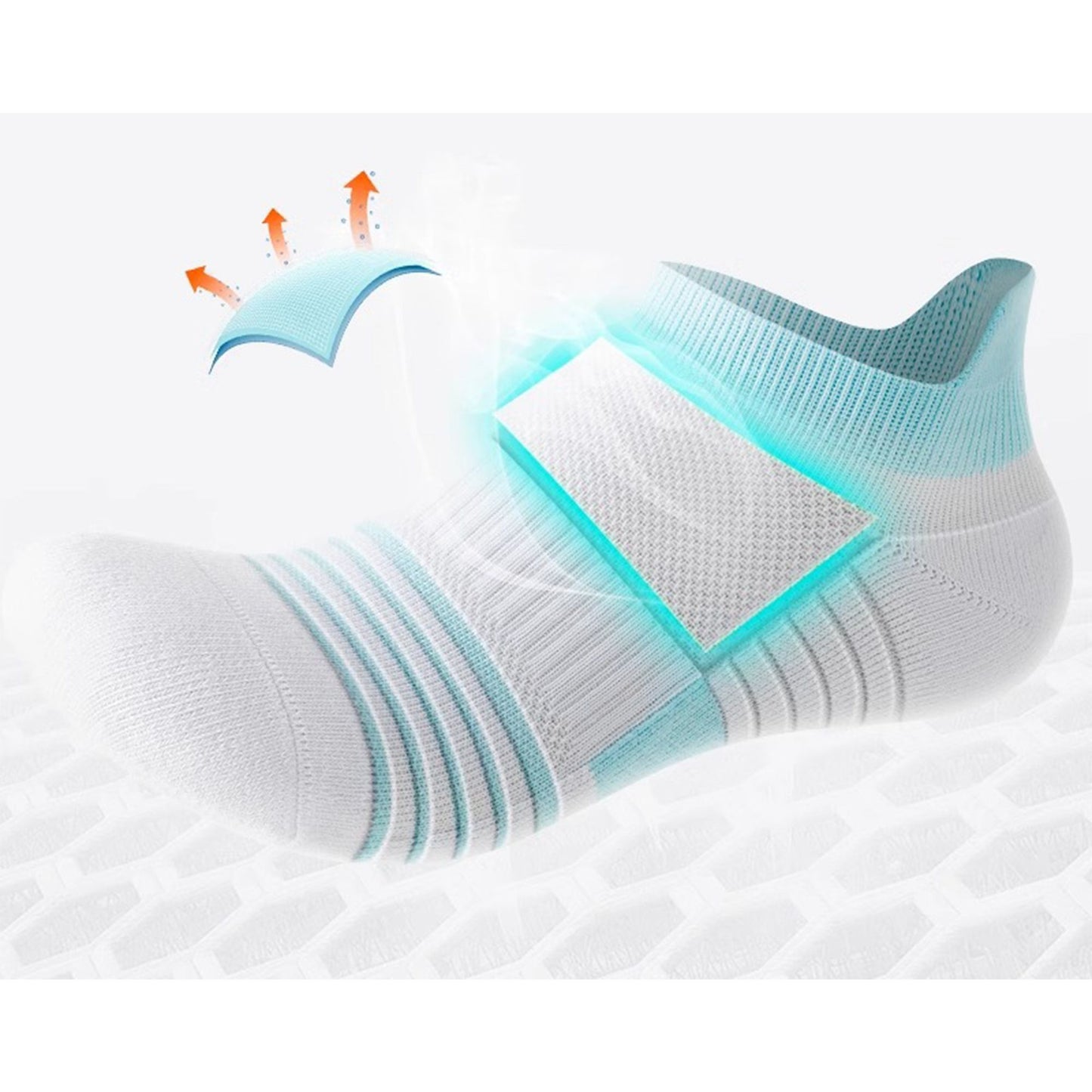 3 Pairs Cushioned Sport Ankle Socks with Arch Support Breathable Stretch Mesh Knit Athletic Low-Cut Design