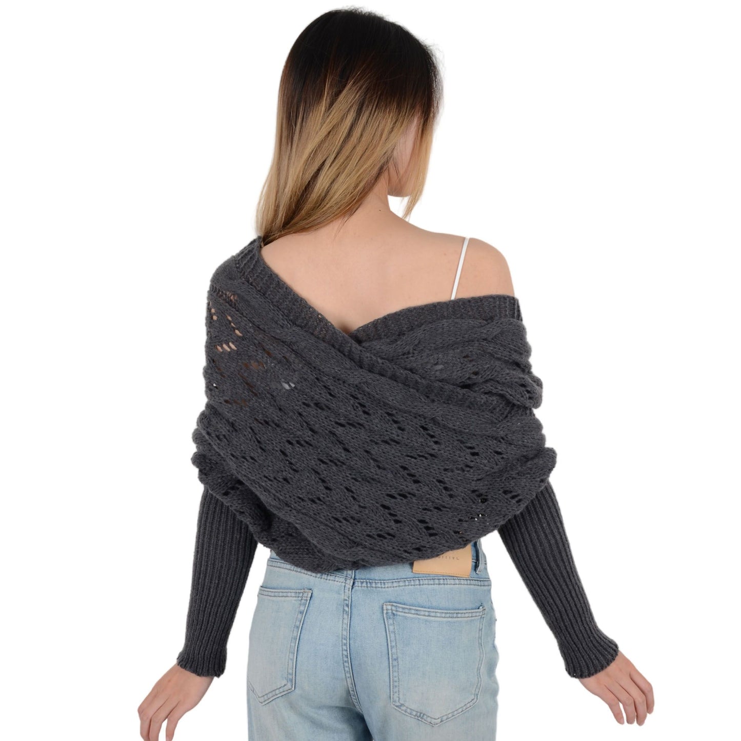 Solid Color Crochet Knitted Cable Scarf Sweater Wraps