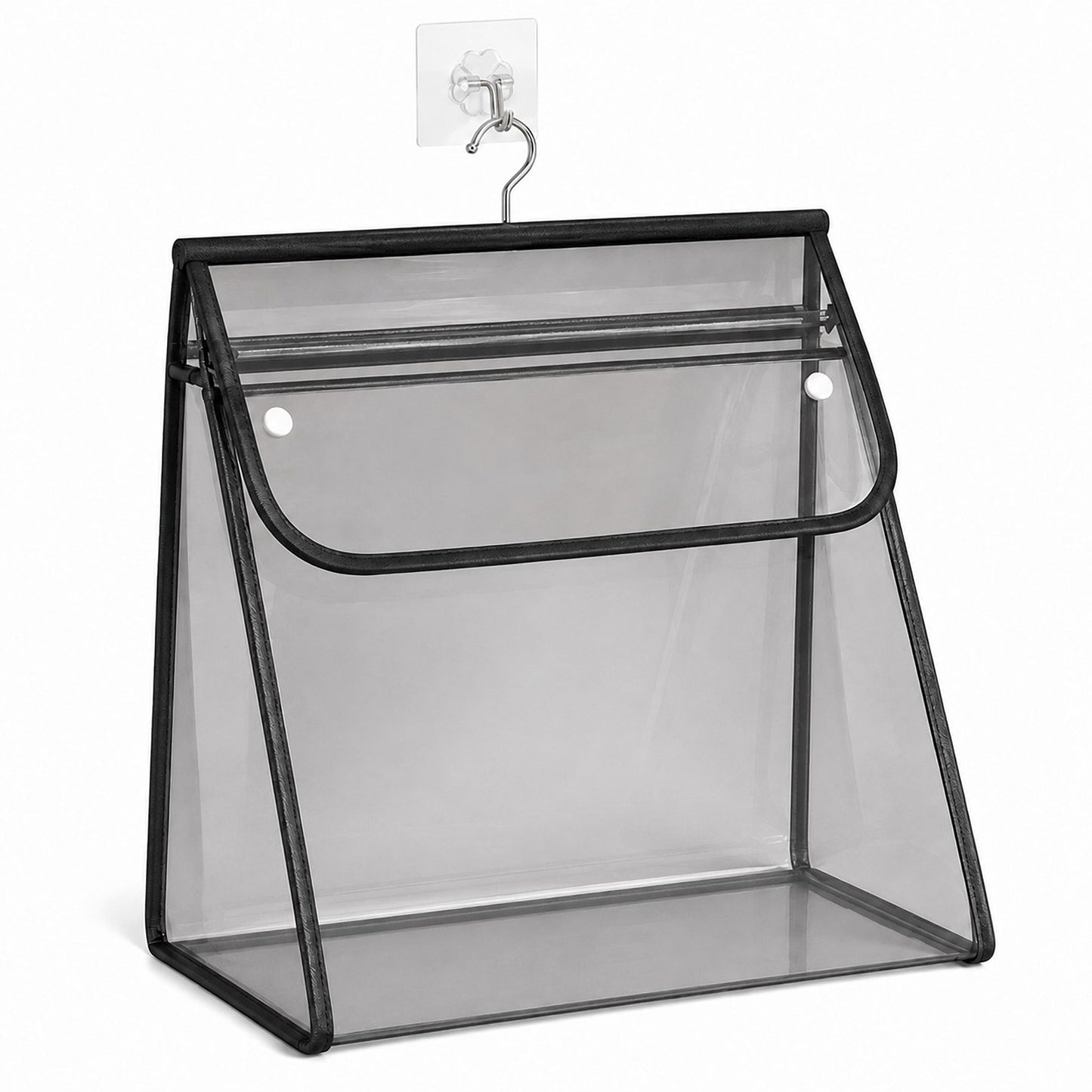Clear Hanging Wall Storage Bag with Snap Flap Hook Bathroom Organizer