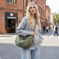 Crescent Crossbody Shoulder Bag with Side Pockets and Adjustable Strap