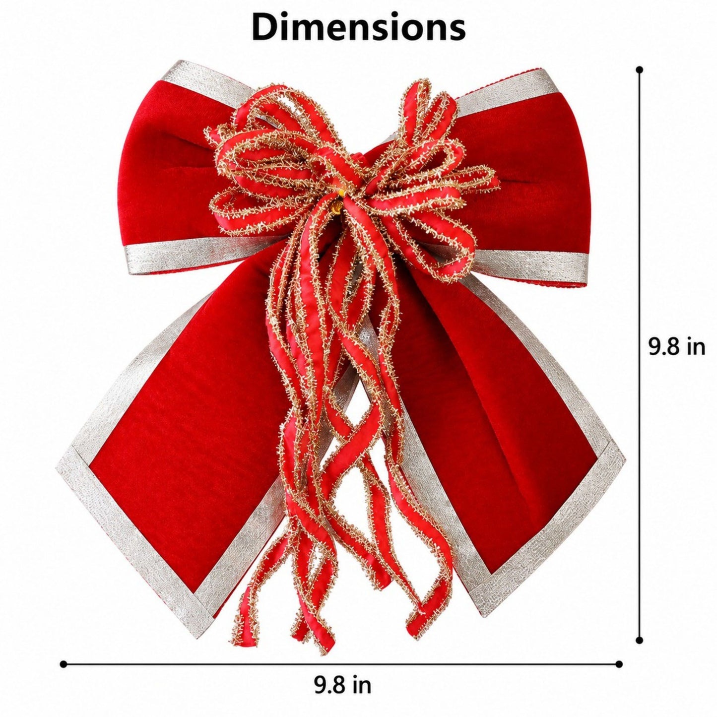 3ct Fabric Christmas Bow Decorations with Gold Trim Burgundy