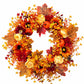 Fall Pumpkin Floral Wreath with Maple Leaves for Front Door Decor