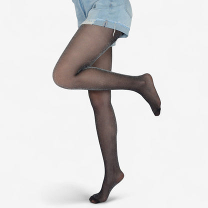 2-Pair Glitter Sheer Tights with Stretch Fit and Subtle Sparkle Suitable Height 5'1-5'8