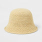 Crochet Bucket Hat with Rolled Brim and Openwork Texture