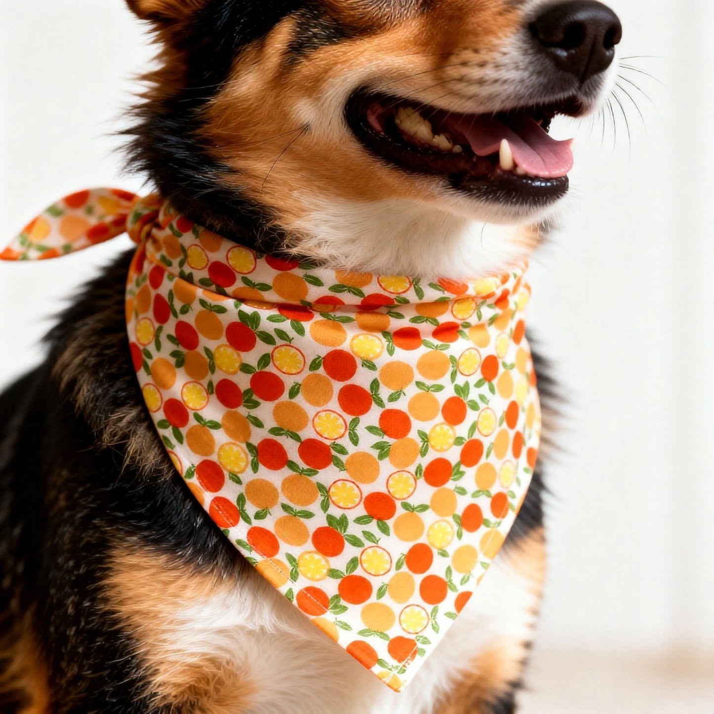 Fruit Print Pet Bandana, Soft Cotton Citrus Pattern Scarf Bib for Small Medium Dogs Cats
