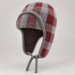 Plaid Ear Flap Knit Beanie Winter Thermal Trapper Hat
