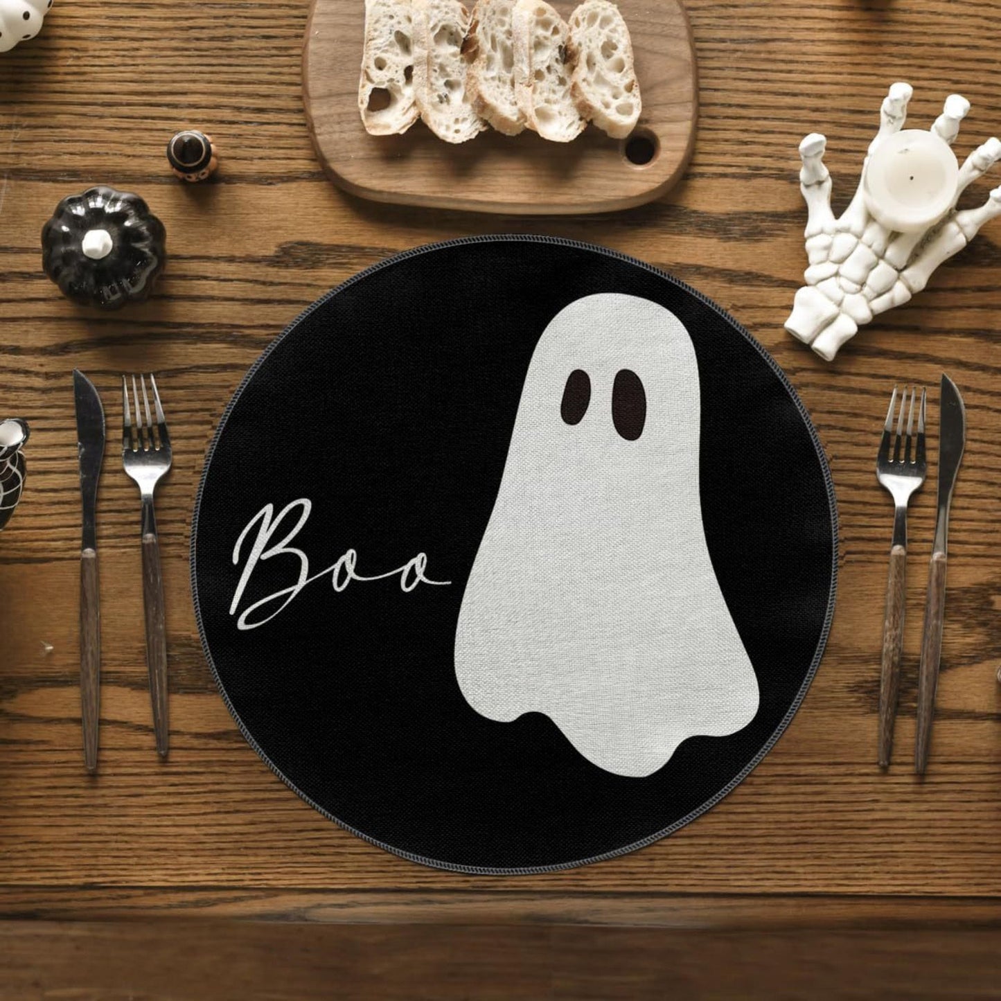 Halloween Ghost Round Placemat Heat Insulation Table Mat Set of 4