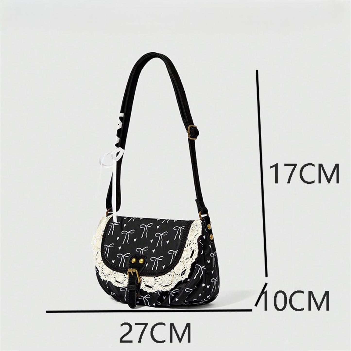 Vintage Lace Crossbody Bag for Women, Adjustable Shoulder Purse with Buckle Flap