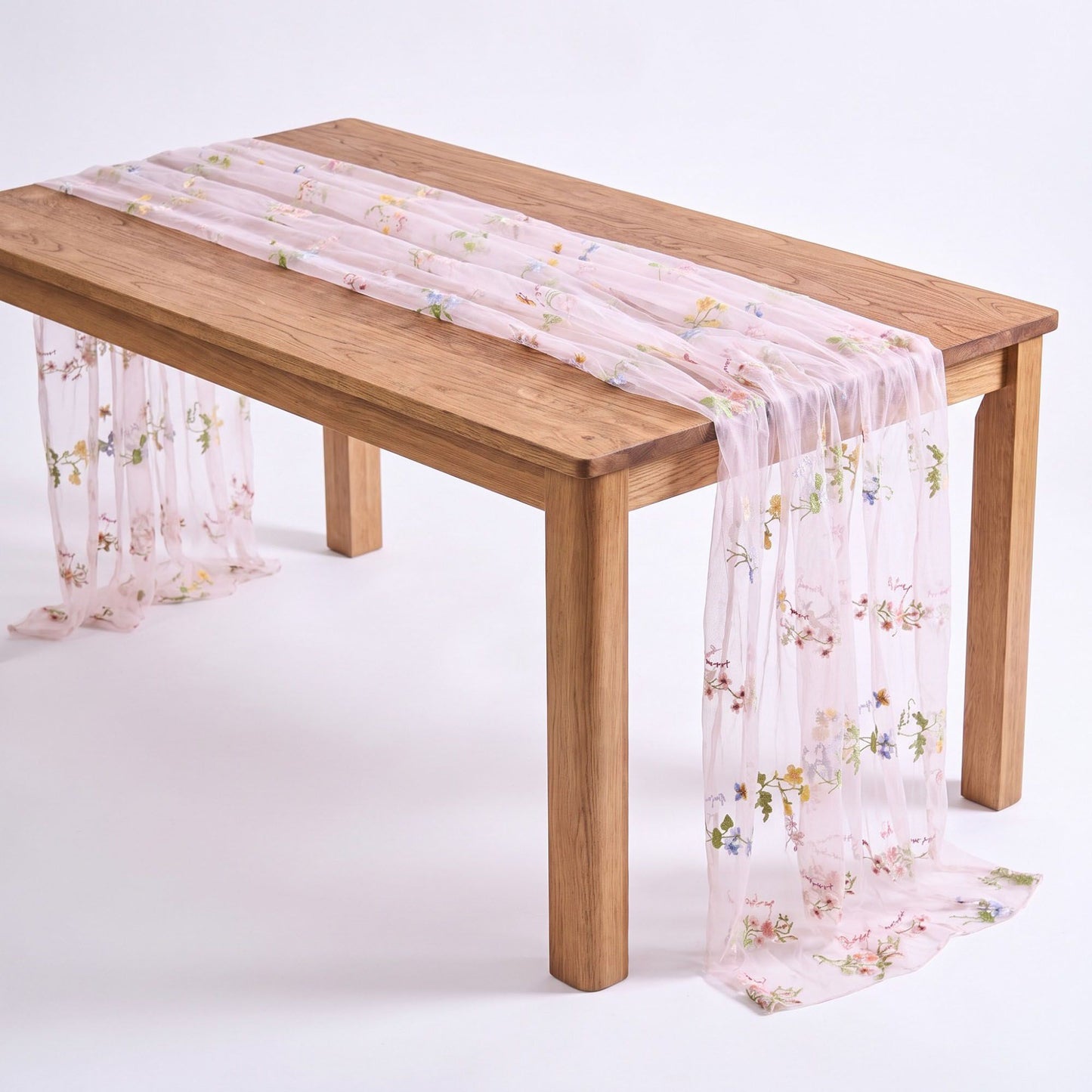 Sheer Floral Embroidered Table Runner 29.5x70.9in