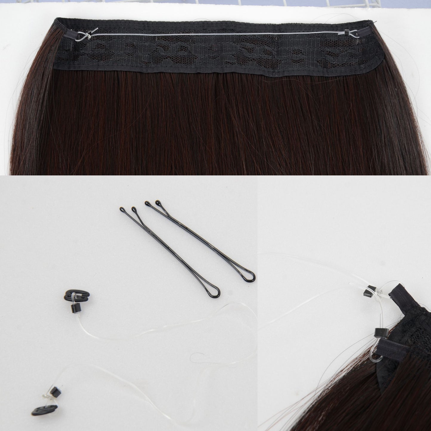 Longe Straight Natural Hair Extensions One Piece Invisible Wire Hair Extensions with Clip ins 22Inch