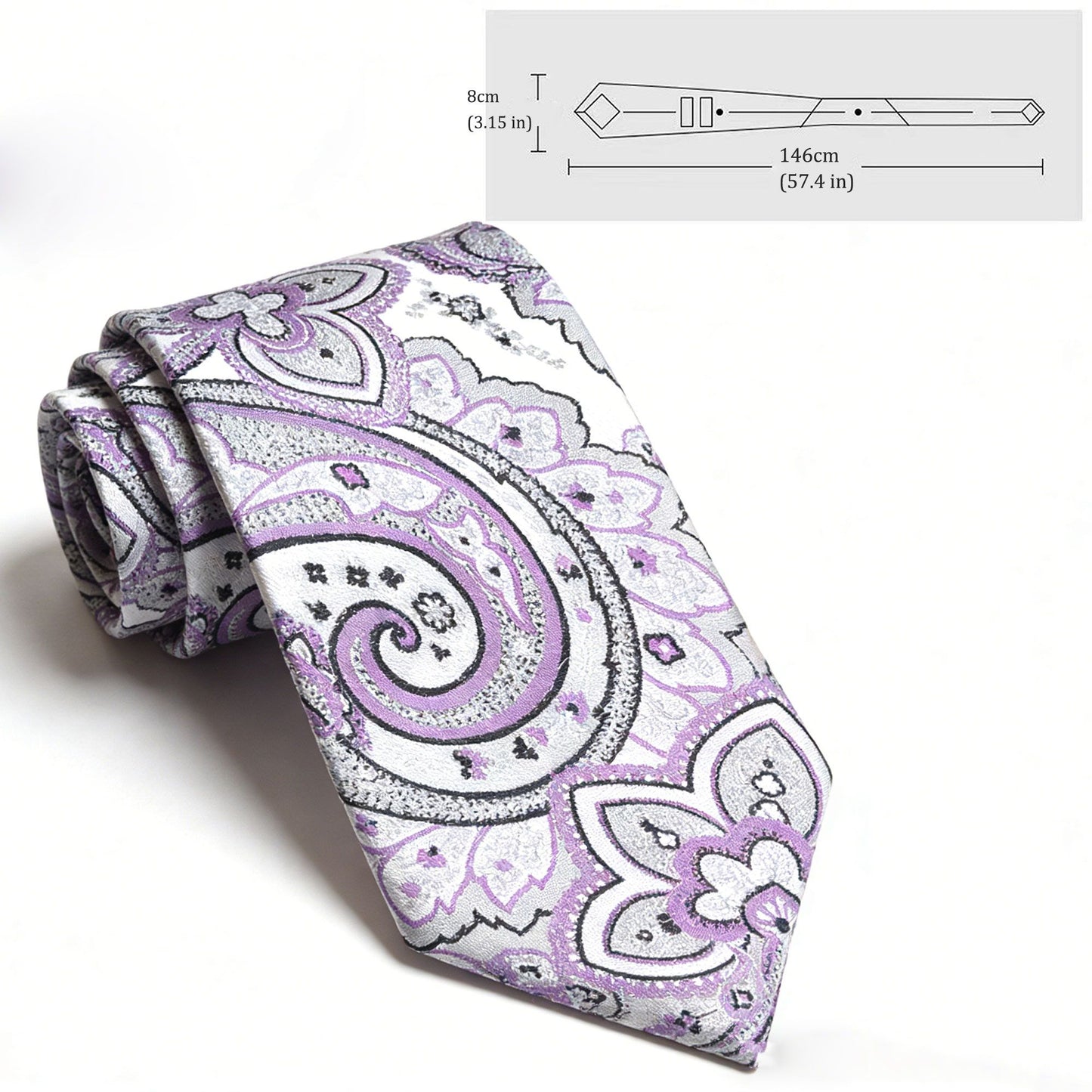 Men's Paisley Polyester Filament Tie - Formal/Casual Necktie for Weddings, Events & Stylish Daily Wear