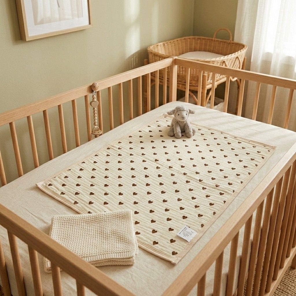 Washable Waterproof Changing Pad with Heart Print