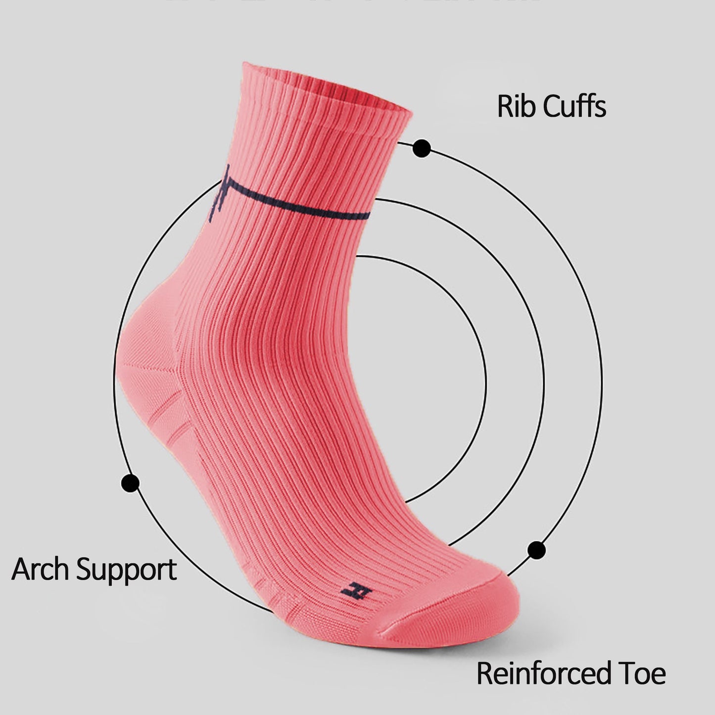 6pk Professional Athletic Socks - Ankle-Length Sports Socks with Elastic Cuff & Reinforced Design for Running & Gym