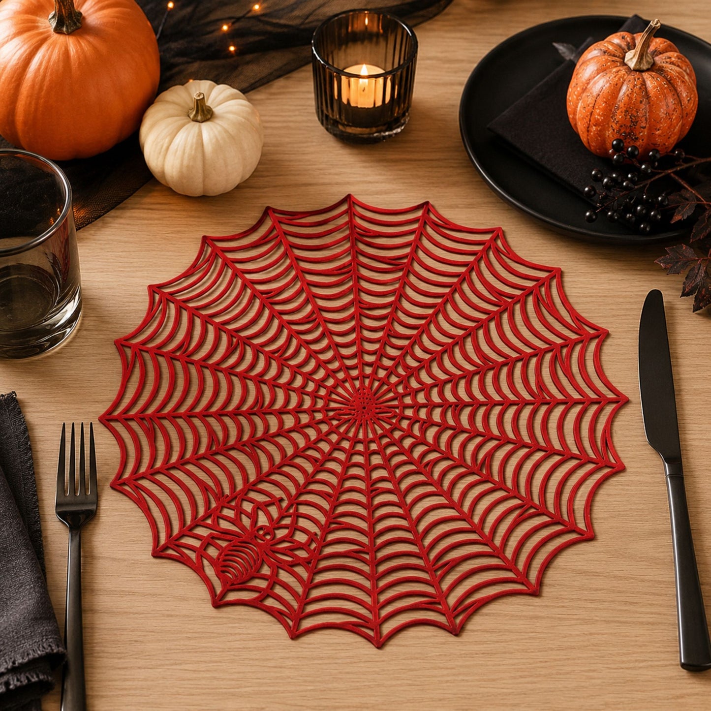 Halloween Spiderweb PVC Waterproof Non-Slip Placemat