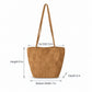 Faux Suede Tote Bag with Double Shoulder Handles Magnetic Closure and Interior Pockets