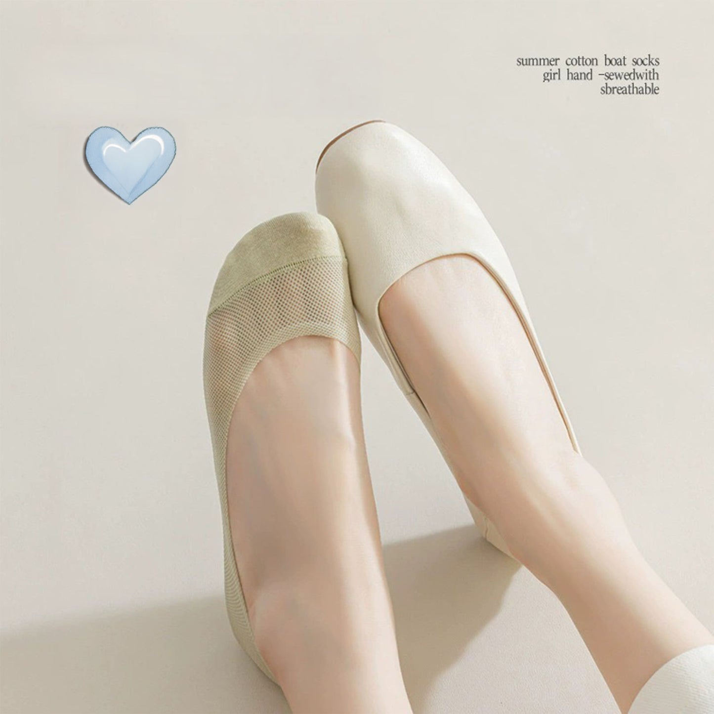 5 Pairs Women No Show Mesh Panel Socks Low Cut Stretch Cotton Liner Non-Slip Design for Ballet Flats and Loafers