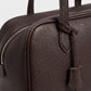 Smooth Grain Rectangular Boston Shoulder Bag with Fixed Long Top Handles & Full Zip Closure 11.8x7.1x4.7in