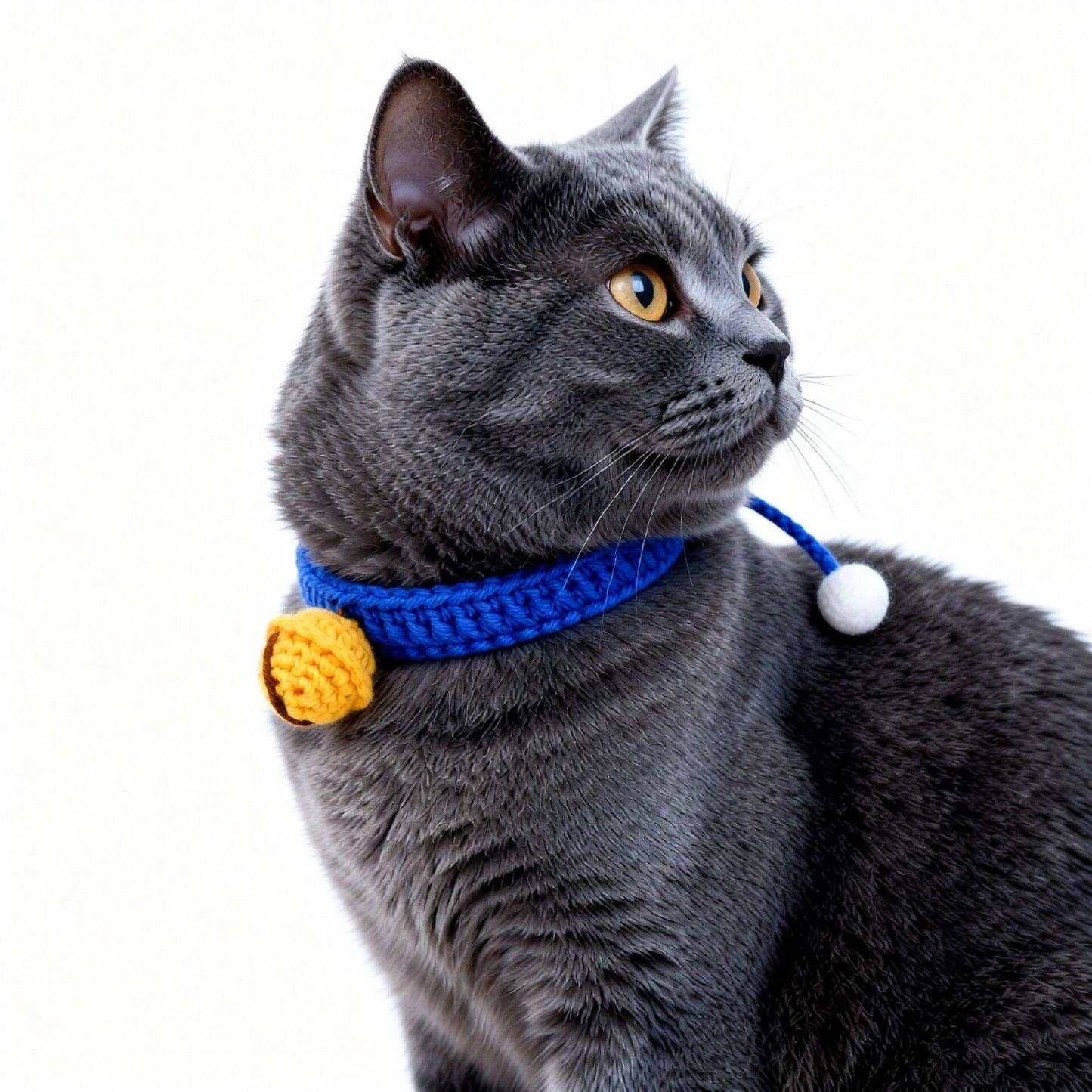 Hand Knit Pet Collar with Soft Crochet Bell Adjustable Silent Collar Necklace for Cats and Small Dogs