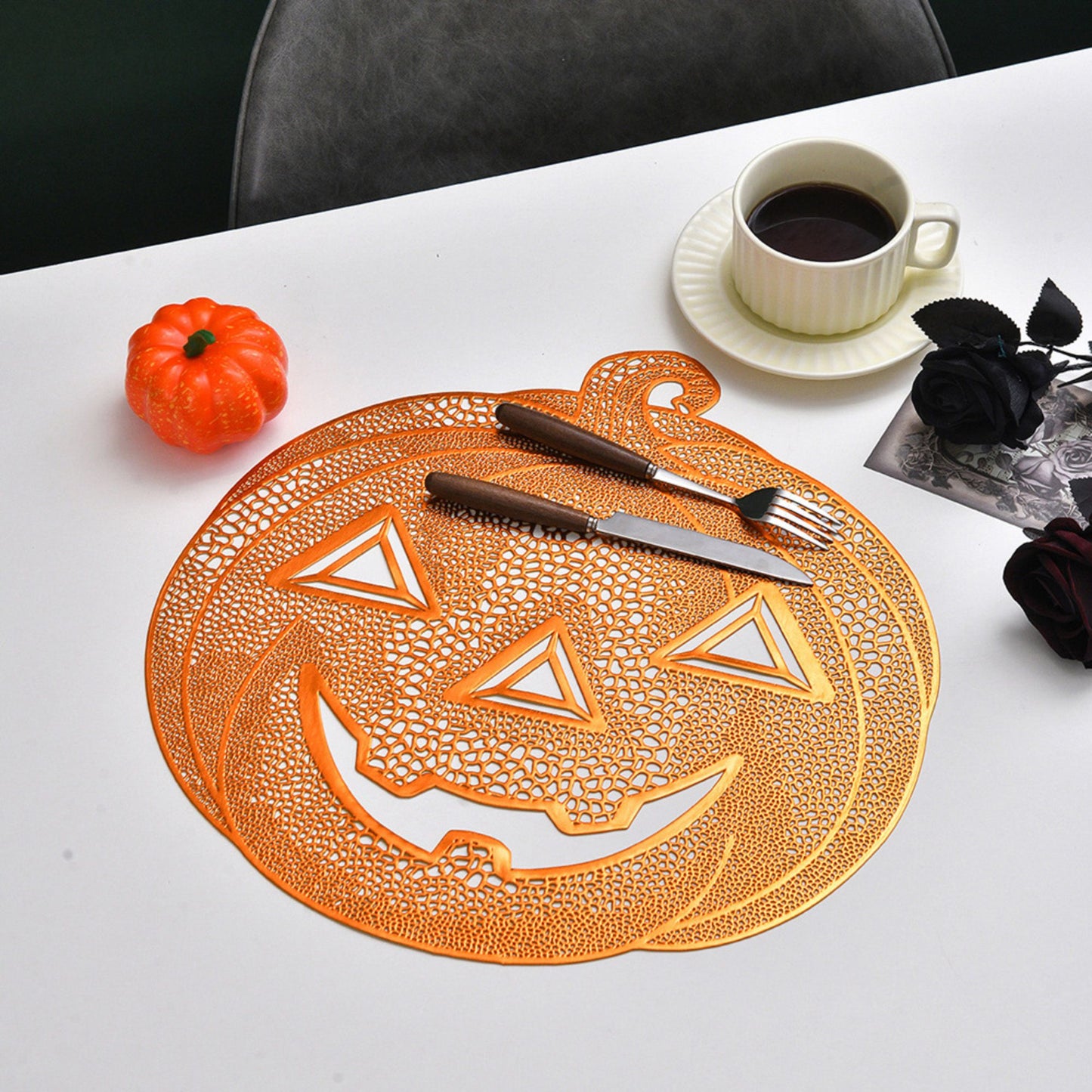 Halloween Pumpkin Cutout PVC Waterproof Non-Slip Placemat