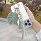 Green Macrame Leaf Bag Charm with Beads Braided Tassel and Star Clip