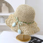 Hand - Crocheted Straw Sun Hat with Floral Accents