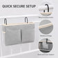 Hanging Bedside Storage Caddy with Hooks and Multiple Pockets Bed Rail Organizer