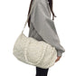 Quilted Cotton Duffel Bag with Floral Print and Double Handle Design