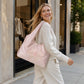 Satin Hobo Shoulder Bag with Embroidered Lily Detail