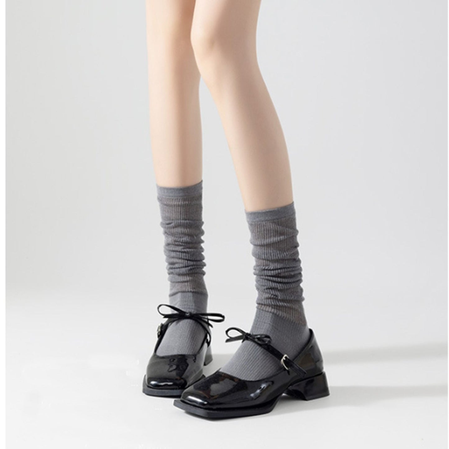 2-Pack Cotton Mesh Knee High Socks Dual-Layer Design Lightweight Breathable Fit