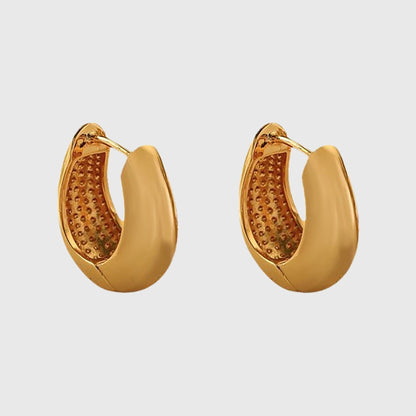Women's Brass Huggie Hoop Earrings