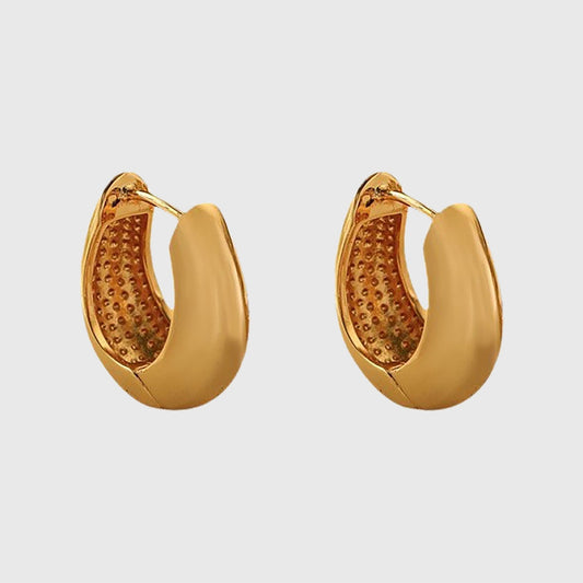 Women's Brass Huggie Hoop Earrings