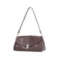 Soft Leather Envelope Shoulder Bag with Foldover Flap Silver Clasp and Slim Strap Design