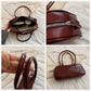 East West Faux Leather Bowler Shoulder Bag with Double Handles and Zip Closure