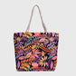 Tropical Leaf Print Canvas Tote Bag - Large Capacity Shoulder Bag