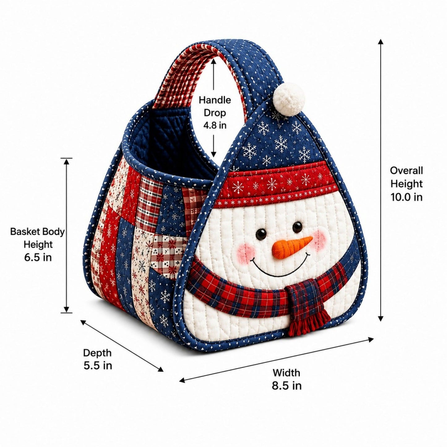 Christmas Santa Quilted Carry Basket DIY Sewing Kit
