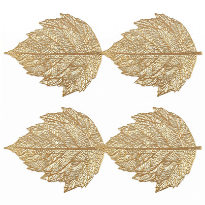 4 Piece Set Leaf Shape PVC Placemats Heat Resistant Decorative Table Mats