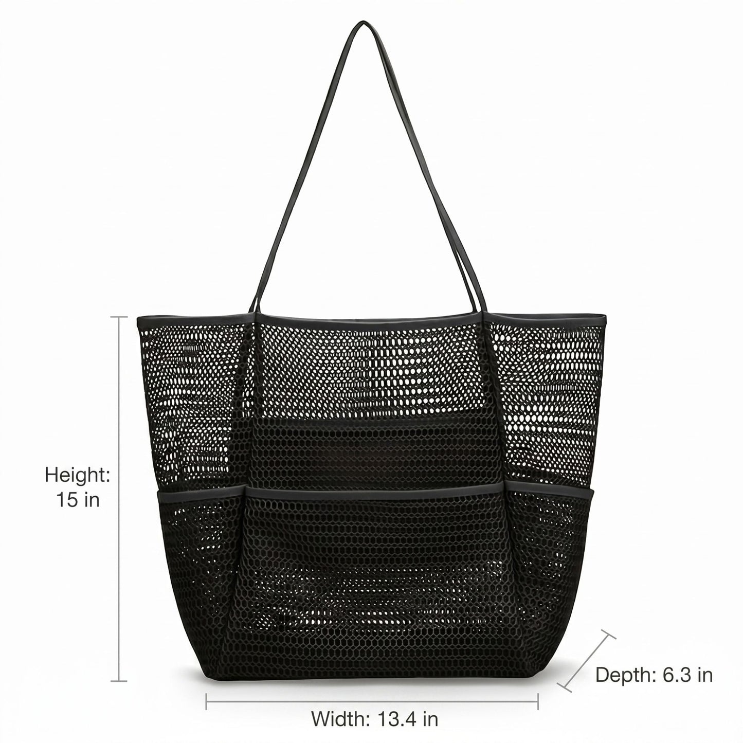 Mesh Beach Tote Bag with See Through Design and Shoulder Handles