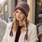 Patterned Knit Beanie with Braided Tassels