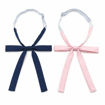 2 Pack Adjustable Pre Tied Long Ribbon Bow Ties for School Uniform Shirts